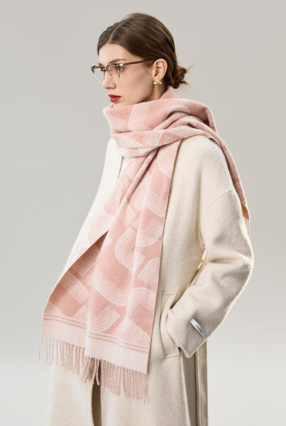 Holiday Women Scarf, Cold Weather Scarf, Fashion Designer Scarf, Modern Wool Scarf, Warm Winter Scarf, Soft Cashmere Scarf for Women, Elegant Scarf-HomePaintingDecor