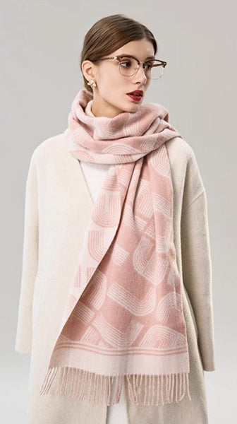 Holiday Women Scarf, Cold Weather Scarf, Fashion Designer Scarf, Modern Wool Scarf, Warm Winter Scarf, Soft Cashmere Scarf for Women, Elegant Scarf-HomePaintingDecor