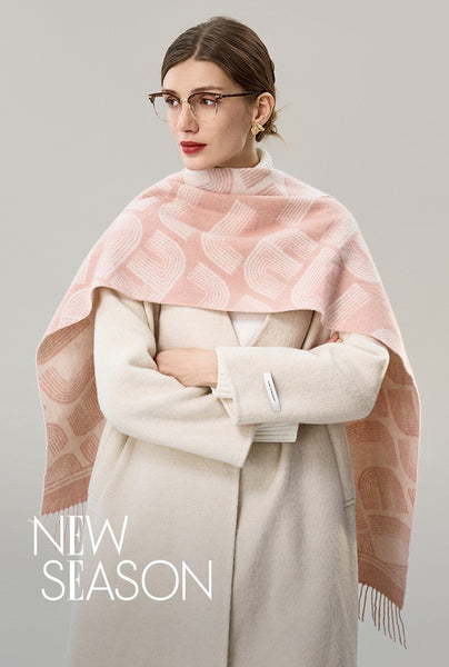 Holiday Women Scarf, Cold Weather Scarf, Fashion Designer Scarf, Modern Wool Scarf, Warm Winter Scarf, Soft Cashmere Scarf for Women, Elegant Scarf-HomePaintingDecor