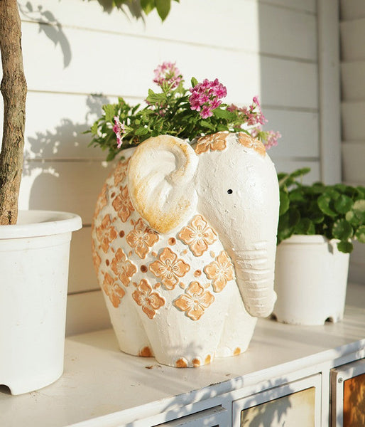 Villa Outdoor Garden Flower Pots, Oversized Modern Garden Flower Pot, Extra Large Elephant Garden Flowerpots, Animal Statue for Garden Ornaments, Resin Statue for Garden