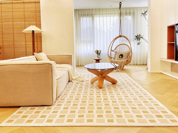 Dining Room Modern Floor Carpets, Modern Rug Ideas for Bedroom, Chequer Modern Rugs for Living Room, Contemporary Soft Rugs Next to Bed-HomePaintingDecor