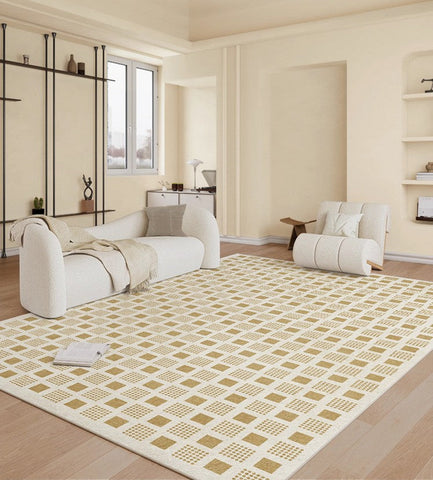 Dining Room Modern Floor Carpets, Modern Rug Ideas for Bedroom, Chequer Modern Rugs for Living Room, Contemporary Soft Rugs Next to Bed-HomePaintingDecor