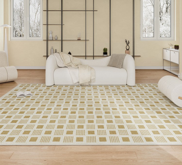 Modern Rug Ideas for Bedroom, Dining Room Modern Floor Carpets, Chequer Modern Rugs for Living Room, Contemporary Soft Rugs Next to Bed-HomePaintingDecor