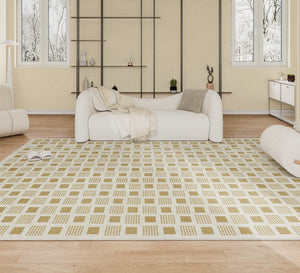 Modern Rug Ideas for Bedroom, Dining Room Modern Floor Carpets, Chequer Modern Rugs for Living Room, Contemporary Soft Rugs Next to Bed-HomePaintingDecor