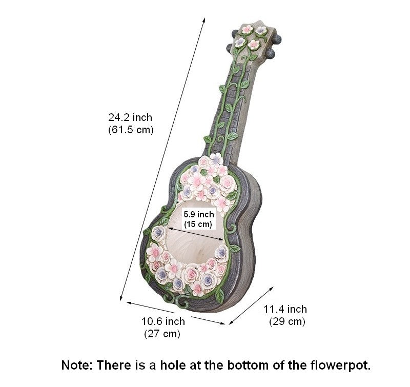 Unique Guitar Flowerpot for Garden Ornaments, Modern Garden Flower Pot, Beautiful Guitar Flowerpot, Villa Outdoor Decor Gardening Ideas-HomePaintingDecor