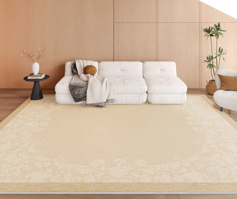 Simple Modern Rugs for Living Room, Bedroom Modern Rugs, Cream Color Rugs under Coffee Table, Contemporary Modern Rugs for Dining Room-HomePaintingDecor