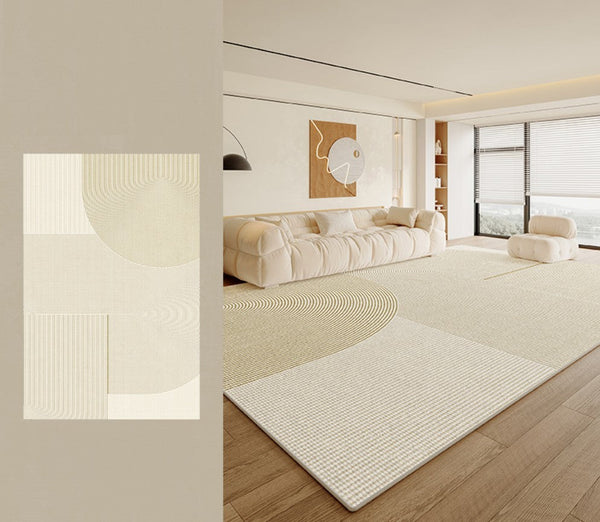 Abstract Contemporary Rugs for Bedroom, Modern Rugs under Sofa, Dining Room Floor Rugs, Modern Rugs for Office, Large Cream Color Rugs in Living Room-HomePaintingDecor