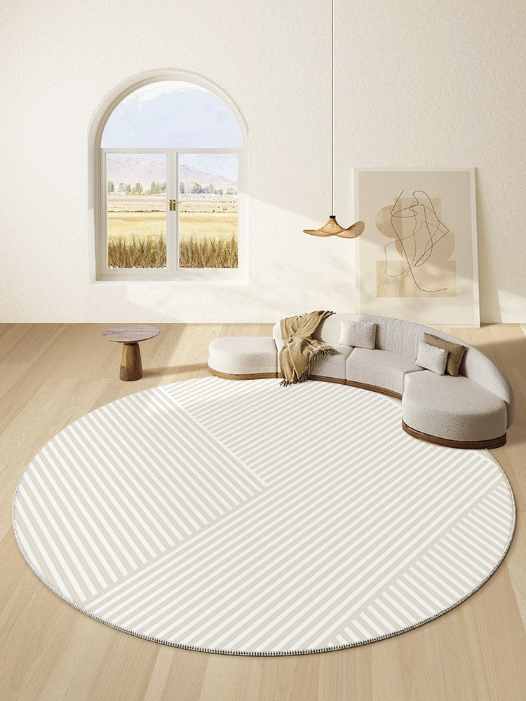Thick Round Rugs under Coffee Table, Soft Modern Round Rugs for Dining Room, Circular Modern Rugs for Bedroom, Contemporary Modern Rug Ideas for Living Room-HomePaintingDecor