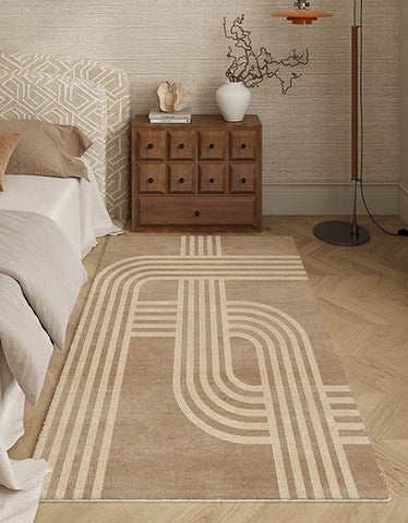 Abstract Modern Rugs for Living Room, Contemporary Modern Rugs Next to Bed, Geometric Modern Rugs under Dining Room Table, Brown Modern Carpets for Office-HomePaintingDecor
