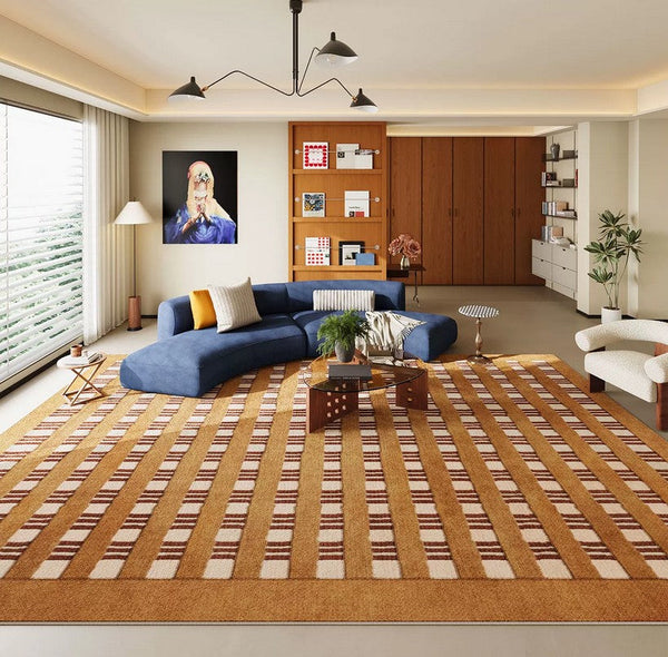 Colorful Modern Rugs for Living Room, Geometric Modern Rugs for Dining Room, Mid Century Modern Rugs, Contemporary Abstract Rugs under Coffee Table-HomePaintingDecor