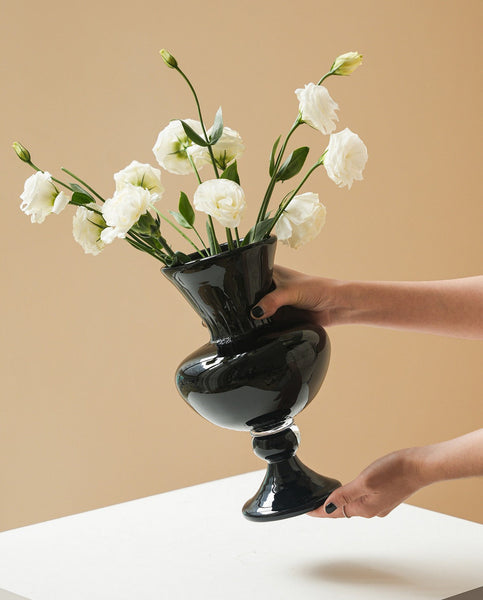 Handmade Modern Vases for Living Room, Modern Glass Vase for Flowers, Mid Century Glass Vases, Unique Decorative Glass Vase, Centerpiece Contemporary Vases on Table-HomePaintingDecor