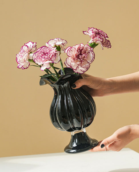 Mid Century Glass Vases, Handmade Modern Vases for Living Room, Modern Glass Vase for Flowers, Unique Decorative Glass Vase, Centerpiece Contemporary Vases on Table-HomePaintingDecor