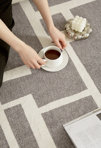 Large Geometric Rugs, Contemporary Area Rugs for Dining Room, Modern Rugs for Living Room, Gray Modern Rugs for Bedroom-HomePaintingDecor