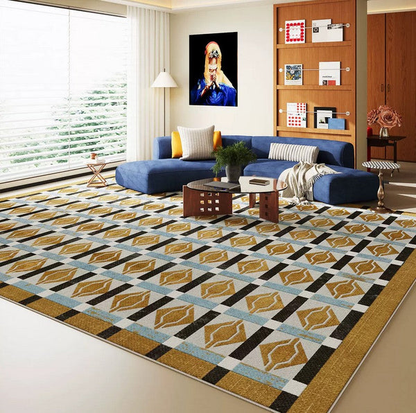 Modern Living Room Rug Ideas, Geometric Modern Rugs for Dining Room, Mid Century Colorful Rugs, Contemporary Abstract Rugs under Coffee Table-HomePaintingDecor