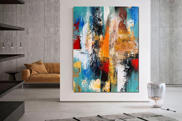 Colorful Abstract Acrylic Paintings for Living Room, Heavy Texture Canvas Art, Modern Contemporary Artwork, Buy Paintings Online-HomePaintingDecor