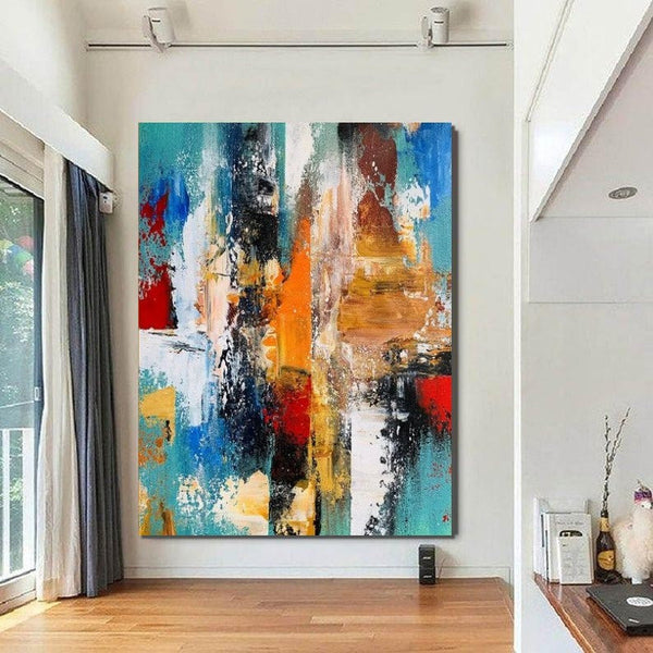 Colorful Abstract Acrylic Paintings for Living Room, Heavy Texture Canvas Art, Modern Contemporary Artwork, Buy Paintings Online-HomePaintingDecor