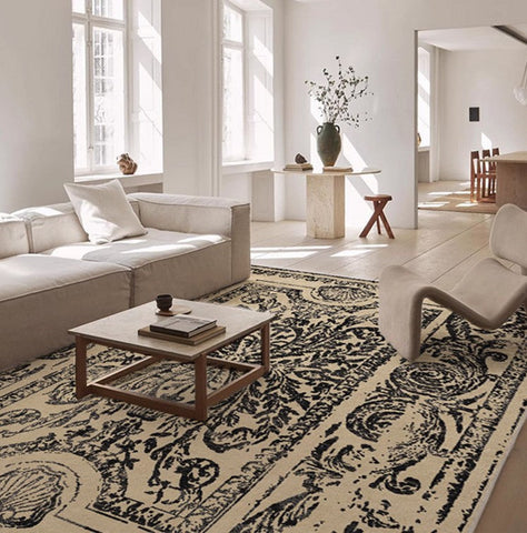 Modern Rugs for Dining Room, French Style Contemporary Modern Rugs, Mid Century Modern Rugs for Interior Design, Yellow Soft Rugs under Coffee Table-HomePaintingDecor