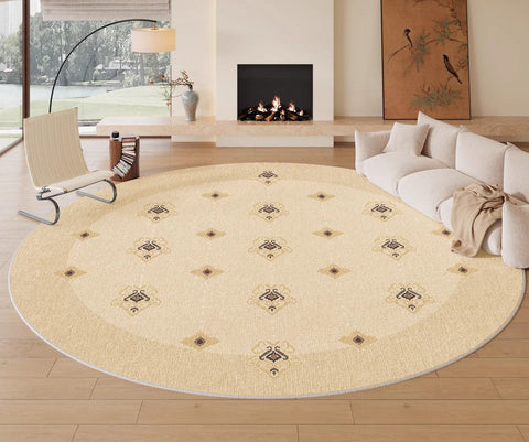 Bedroom Modern Round Rugs, Modern Rug Ideas for Living Room, Dining Room Contemporary Round Rugs, Circular Modern Rugs under Chairs-HomePaintingDecor