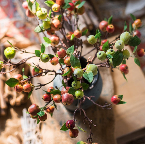 Green Apple Branch, Fruit Branch, Table Centerpiece, Beautiful Modern Flower Arrangement Ideas for Home Decoration, Simple Artificial Floral for Dining Room-HomePaintingDecor