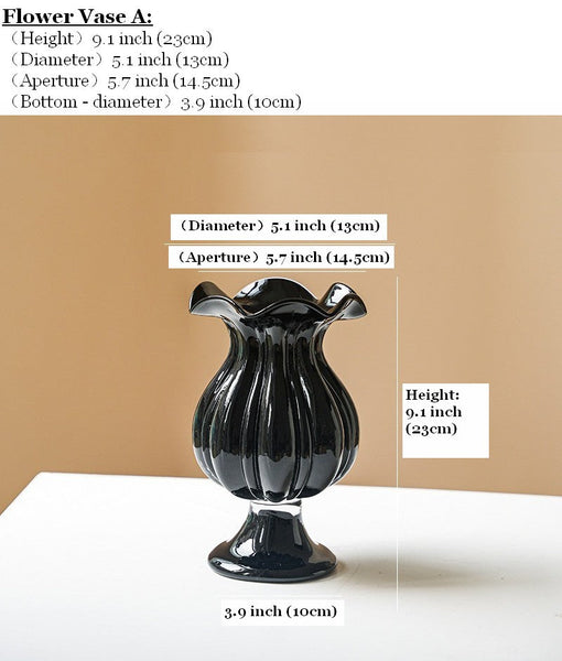 Handmade Modern Vases for Living Room, Modern Glass Vase for Flowers, Mid Century Glass Vases, Unique Decorative Glass Vase, Centerpiece Contemporary Vases on Table-HomePaintingDecor