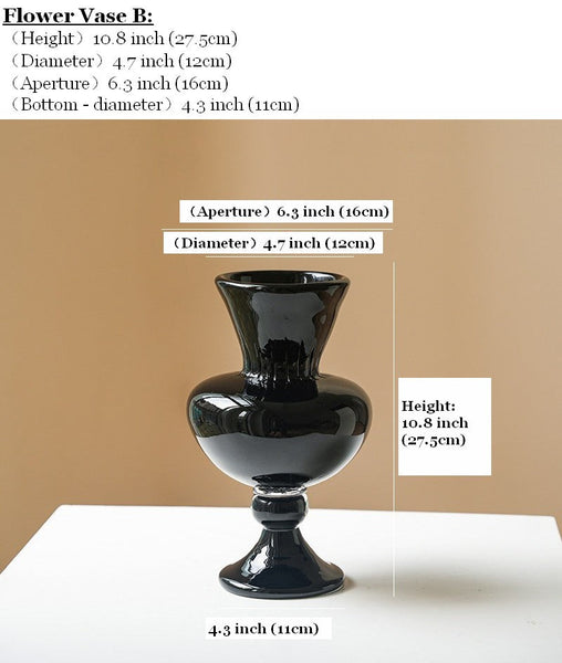 Mid Century Glass Vases, Handmade Modern Vases for Living Room, Modern Glass Vase for Flowers, Unique Decorative Glass Vase, Centerpiece Contemporary Vases on Table-HomePaintingDecor