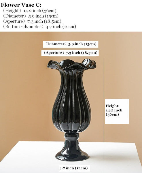 Handmade Modern Vases for Living Room, Modern Glass Vase for Flowers, Mid Century Glass Vases, Unique Decorative Glass Vase, Centerpiece Contemporary Vases on Table-HomePaintingDecor