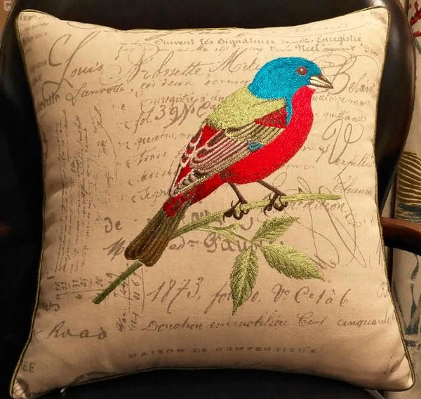 Decorative Throw Pillows, Bird Throw Pillows, Pillows for Farmhouse, Sofa Throw Pillows, Embroidery Throw Pillows, Rustic Pillows for Couch-HomePaintingDecor