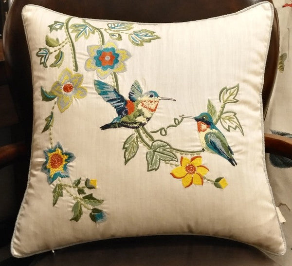 Decorative Throw Pillows for Couch, Bird Pillows, Pillows for Farmhouse, Sofa Throw Pillows, Embroidery Throw Pillows, Rustic Pillows-HomePaintingDecor