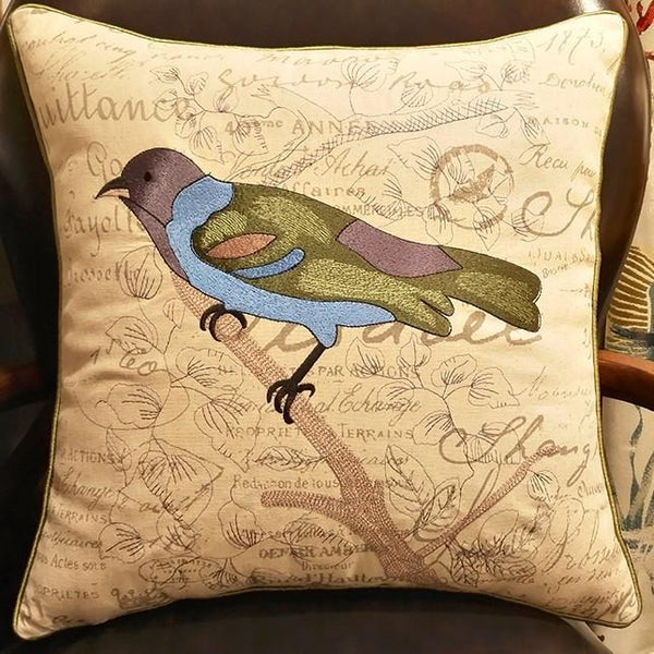 Pillows for Farmhouse, Living Room Throw Pillows, Decorative Sofa Pillows, Bird Throw Pillows, Embroidery Throw Pillows, Rustic Pillows for Couch-HomePaintingDecor