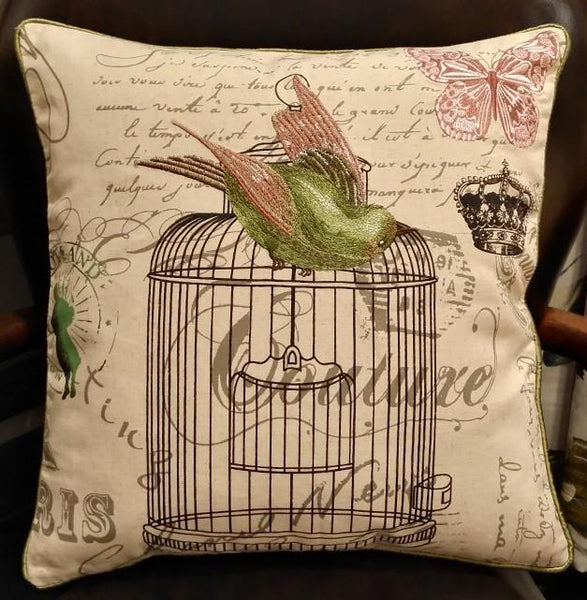 Decorative Throw Pillows, Bird Throw Pillows, Pillows for Farmhouse, Sofa Throw Pillows, Embroidery Throw Pillows, Rustic Pillows for Couch-HomePaintingDecor