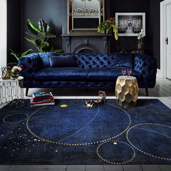 Bedroom Floor Rugs, Large Area Rugs for Living Room, Modern Blue Geometric Area Rug, Contemporary Area Rug for Dining Room-HomePaintingDecor