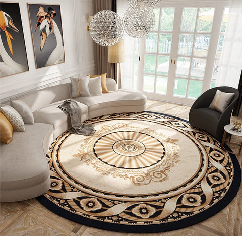 Large Modern Rugs for Living Room, Dining Room Area Rugs, Luxury Rustic Round Area Rug under Coffee Table, Farm House Area Rugs, Bedroom Floor Rugs-HomePaintingDecor