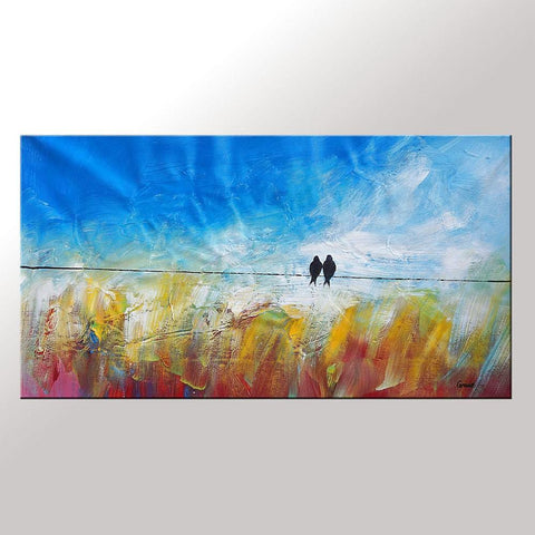 Dining Room Wall Art, Modern Wall Art, Abstract Art, Contemporary Painting, Love Birds Painting, Art for Sale, Abstract Art Painting, Wedding Gift-HomePaintingDecor