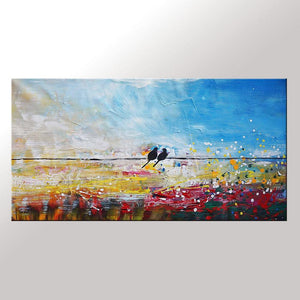 Modern Wall Art, Abstract Art, Contemporary Painting, Love Birds Painting, Art for Sale, Abstract Art Painting, Dining Room Wall Art, Wedding Gift-HomePaintingDecor