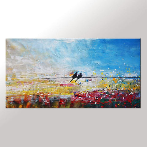 Modern Wall Art, Abstract Art, Contemporary Painting, Love Birds Painting, Art for Sale, Abstract Art Painting, Dining Room Wall Art, Wedding Gift-HomePaintingDecor