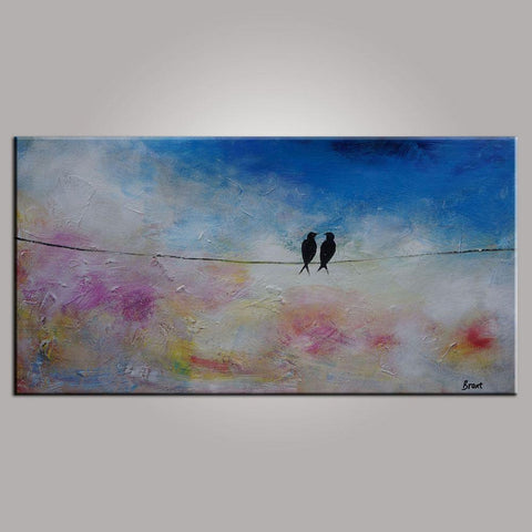 Modern Art, Love Birds Painting, Abstract Art, Contemporary Wall Art, Art for Sale, Abstract Art Painting, Living Room Wall Art, Canvas Art-HomePaintingDecor