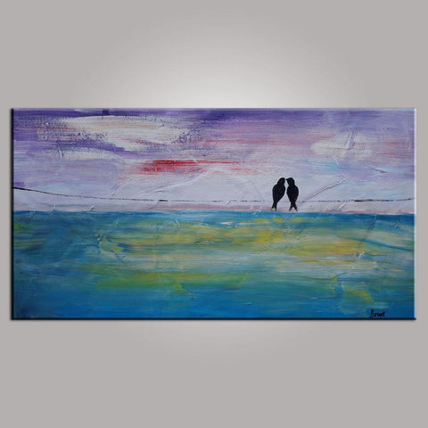 Contemporary Wall Art, Abstract Art, Modern Art, Love Birds Painting, Art for Sale, Abstract Art Painting, Bedroom Wall Art, Canvas Art-HomePaintingDecor