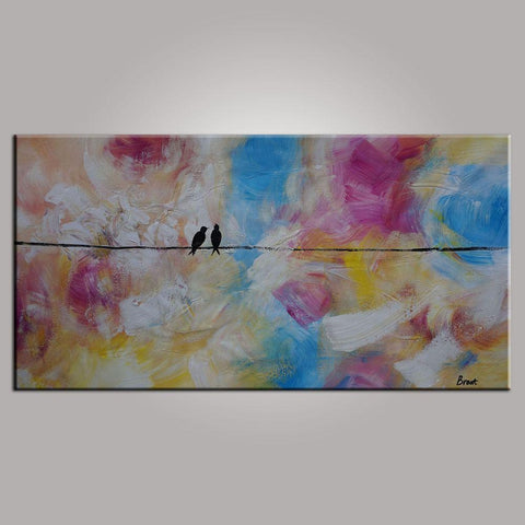 Contemporary Wall Art, Modern Art, Love Birds Painting, Art for Sale, Abstract Art Painting, Bedroom Wall Art, Canvas Art-HomePaintingDecor