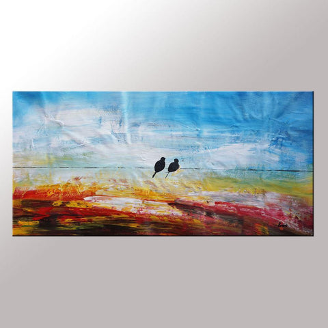 Art for Sale, Abstract Wall Art, Modern Art, Love Birds Painting, Contemporary Painting, Abstract Painting, Bedroom Wall Art, Canvas Art Painting-HomePaintingDecor