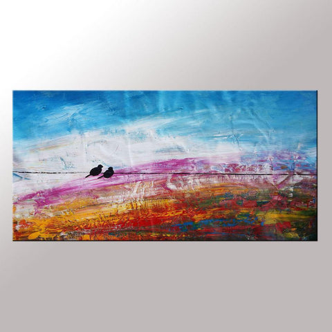 Modern Art, Love Birds Painting, Art for Sale, Abstract Wall Art, Contemporary Painting, Abstract Painting, Bedroom Wall Art, Canvas Art Painting-HomePaintingDecor