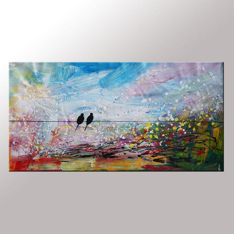 Love Birds Painting, Art for Sale, Abstract Wall Art, Modern Art, Contemporary Painting, Abstract Painting, Bedroom Wall Art, Canvas Art Painting-HomePaintingDecor