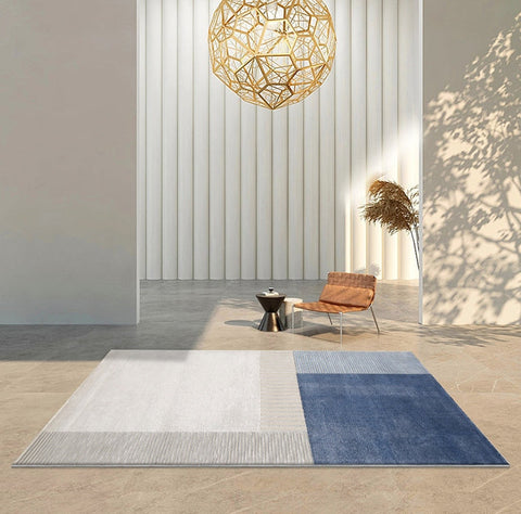 Modern Area Rugs, Geometric Area Rugs for Living Room, Dining Room Area Rugs, Large Grey Blue Floor Rugs, Contemporary Area Rugs for Bedroom-HomePaintingDecor