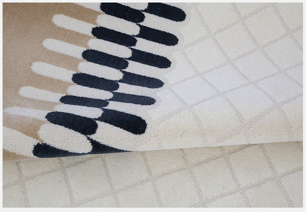 Mid Century Modern Rugs for Office, Modern Living Room Rug Ideas, Large Geometric Wool Rugs, Abstract Modern Rug Ideas for Bedroom, Contemporary Wool Rugs for Dining Room-HomePaintingDecor