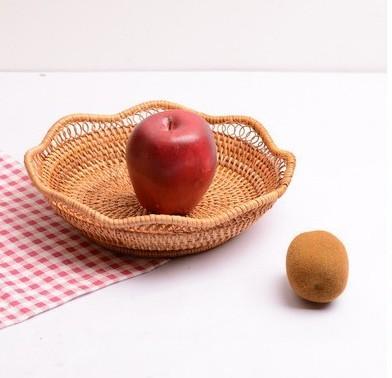Woven Rattan Basket, Fruit Storage Basket, Woven Round Storage Basket, Storage Baskets for Kitchen-HomePaintingDecor