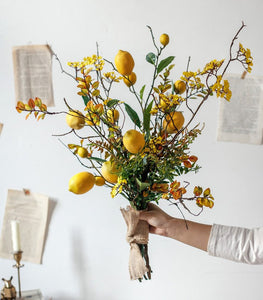 Lemon Branch, Fragrans stems, Fern leaf, Creative Flower Arrangement Ideas for Home Decoration, Unique Artificial Flowers, Simple Artificial Floral for Dining Room Table-HomePaintingDecor