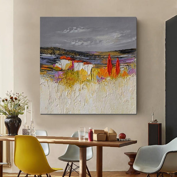Abstract Landscape Painting, Large Landscape Painting for Bedroom, Heavy Texture Painting, Living Room Wall Art Ideas, Palette Knife Artwork-HomePaintingDecor
