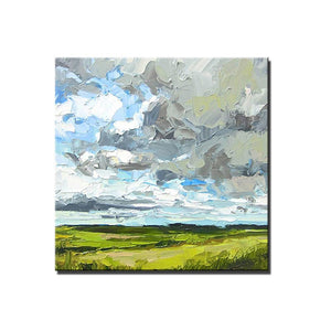 Abstract Landscape Painting, Grass Land under Sky Painting, Large Acrylic Paintings for Bedroom, Heavy Texture Canvas Art, Landscape Paintings for Living Room-HomePaintingDecor