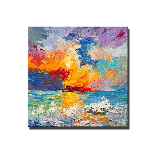 Abstract Landscape Painting, Seascape Sunrise Painting, Large Landscape Painting for Sale, Heavy Texture Art Painting, Landscape Paintings for Living Room-HomePaintingDecor