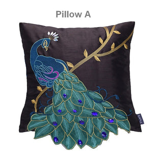 Decorative Pillows for Couch, Beautiful Decorative Throw Pillows, Embroider Peacock Cotton and linen Pillow Cover, Decorative Sofa Pillows-HomePaintingDecor