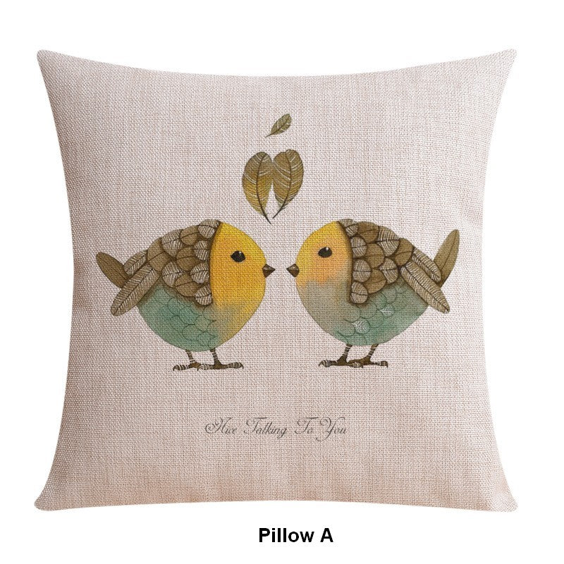 Love Birds Throw Pillows for Couch, Simple Decorative Pillow Covers, Decorative Sofa Pillows for Children's Room, Singing Birds Decorative Throw Pillows-HomePaintingDecor